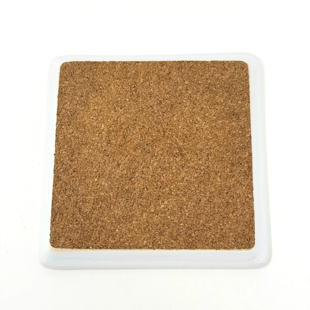 Pottery Barn Chocolate Delespaul Havez Coaster Set 4 Ceramic Cork Back